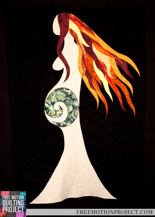 pregnant goddess art quilt by Leah Day