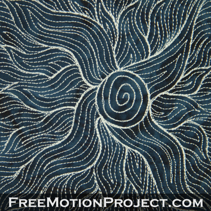 free motion quilting flame flower