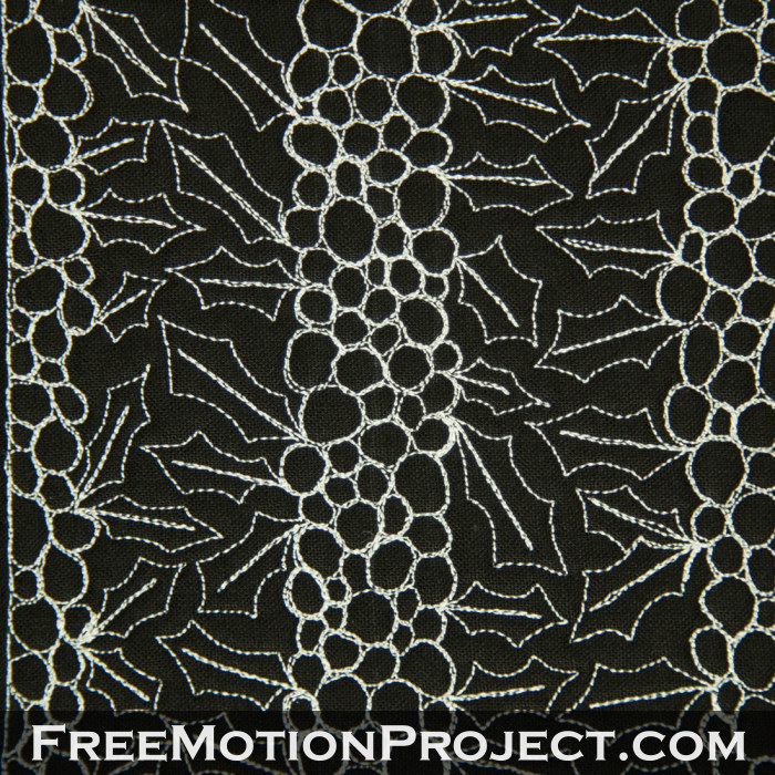 free motion quilting design chain of holly berries