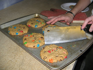 Monster cookie with meat cleaver