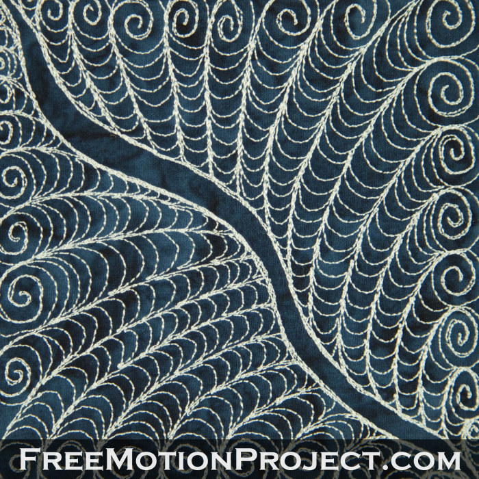 free motion quilting design complex feather