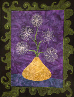 Flower Bouquet Free Motion Quilted Art Quilt