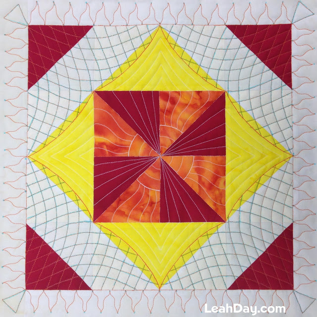 Machine Quilting a Flaming Pinwheel Block