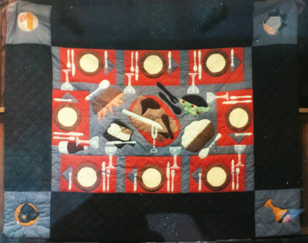 Banquet Quilt with turkey dinner and place settings
