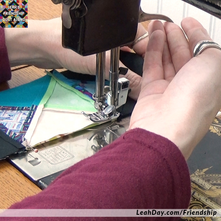 Piecing a quilt block on a Singer 27 treadle machine