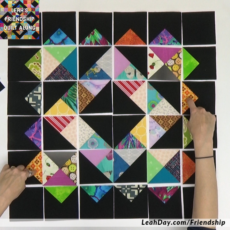 Layout the pieces for a patchwork mosaic block