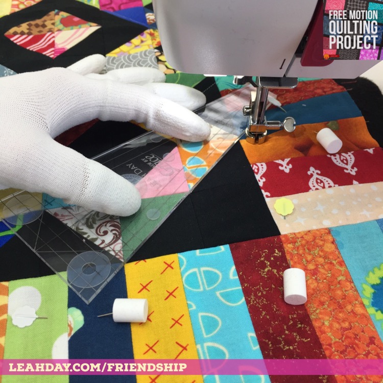 Free Motion Quilting with Rulers- Using the straight line and arc ruler