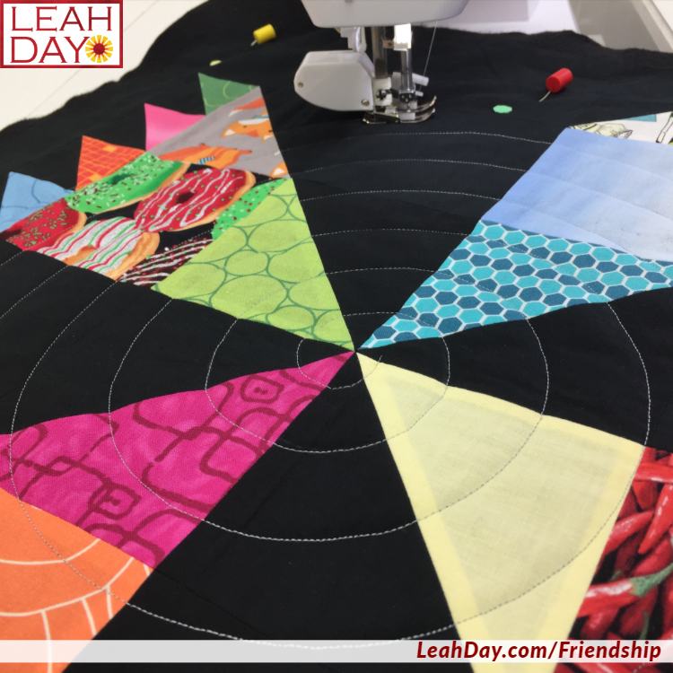 Walking Foot Quilting On A Scrappy Pinwheel Block