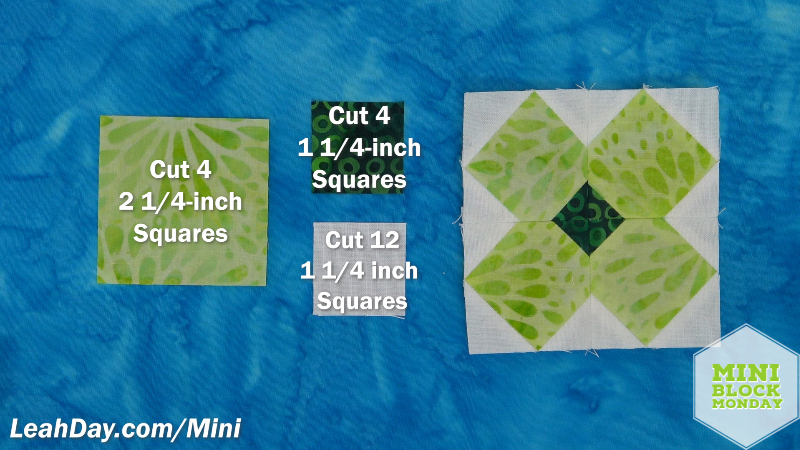 Patchwork pieces for a four leaf clover block